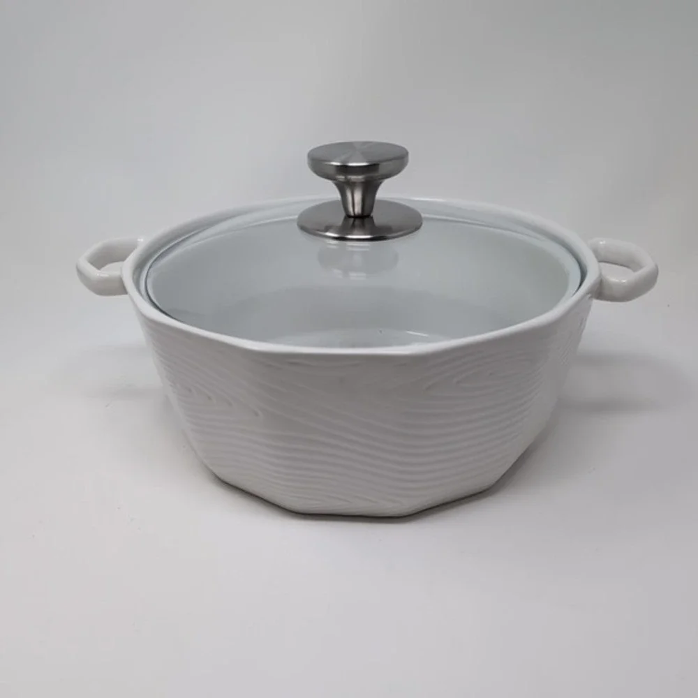 Temp-tations‎ Ovenware Woodland 3-Quart White Ceramic Baker with Glass Lid
